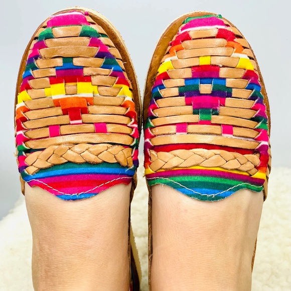 Armandos Rainbow Multi-Colored Huaraches Slip On Leather Woven Leather Shoes - Picture 6 of 6